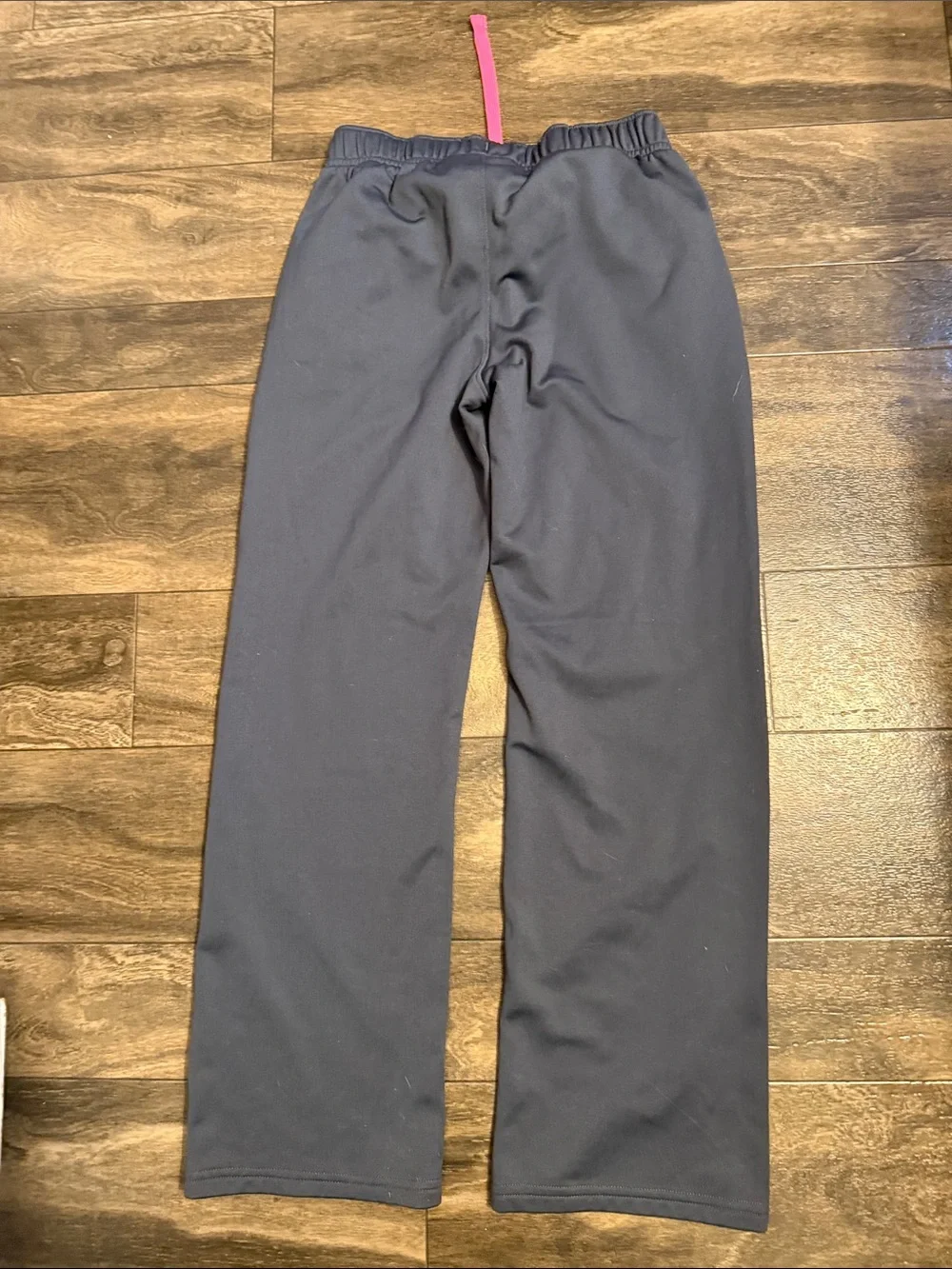 Under Armour Navy Track Pants with Pink Trim and Logo